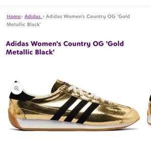 adidas Women's Country OG Metallic Gold Black Sneakers